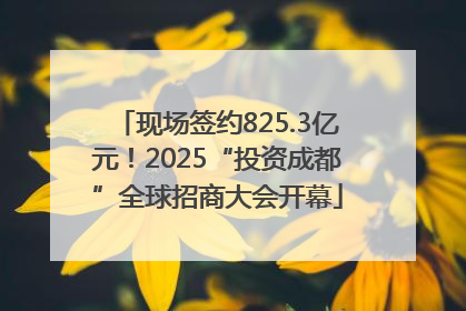 现场签约825.3亿元！2025“投资成都”全球招商大会开幕