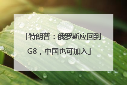 特朗普：俄罗斯应回到G8，中国也可加入