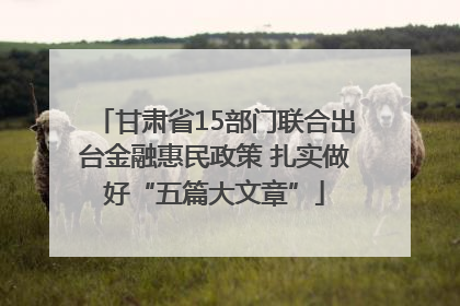甘肃省15部门联合出台金融惠民政策 扎实做好“五篇大文章”