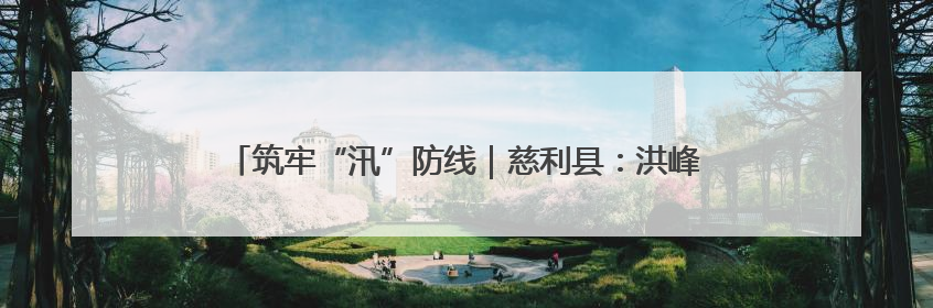筑牢“汛”防线｜慈利县：洪峰退去显担当 勠力同心启新篇