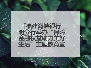 福建海峡银行三明分行举办“保障金融权益助力美好生活”主题教育宣传活动