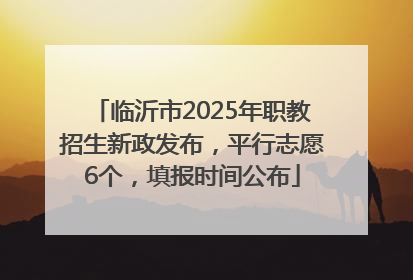 临沂市2025年职教招生新政发布，平行志愿6个，填报时间公布