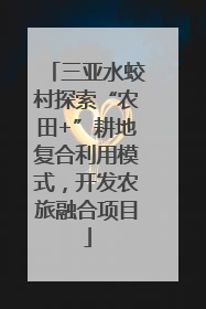 三亚水蛟村探索“农田+”耕地复合利用模式，开发农旅融合项目
