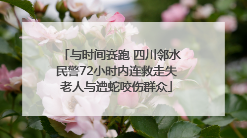 与时间赛跑 四川邻水民警72小时内连救走失老人与遭蛇咬伤群众