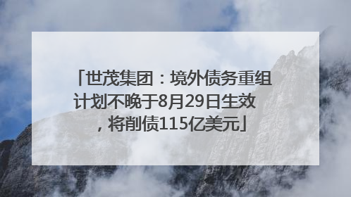 世茂集团：境外债务重组计划不晚于8月29日生效，将削债115亿美元