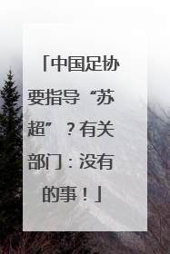 中国足协要指导“苏超”？有关部门：没有的事！