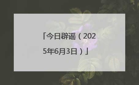 今日辟谣（2025年6月3日）