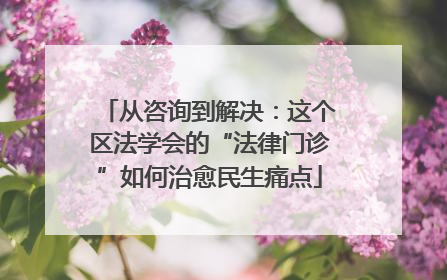 从咨询到解决：这个区法学会的“法律门诊”如何治愈民生痛点
