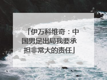 伊万科维奇：中国男足出局我要承担非常大的责任