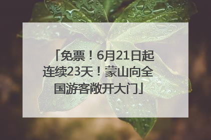 免票！6月21日起连续23天！蒙山向全国游客敞开大门
