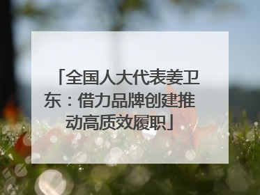 全国人大代表姜卫东：借力品牌创建推动高质效履职