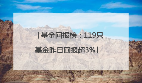 基金回报榜：119只基金昨日回报超3%