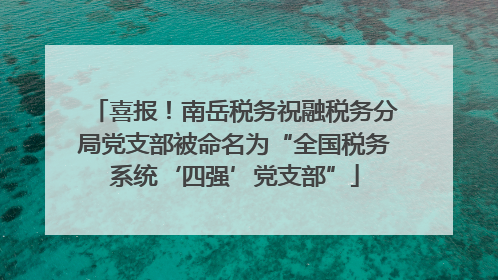 喜报！南岳税务祝融税务分局党支部被命名为“全国税务系统‘四强’党支部”