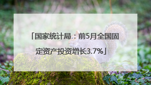 国家统计局：前5月全国固定资产投资增长3.7%