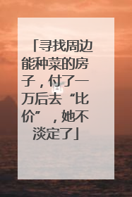 寻找周边能种菜的房子，付了一万后去“比价”，她不淡定了