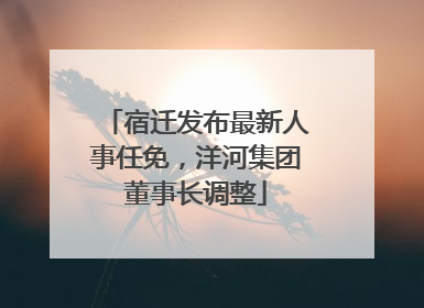 宿迁发布最新人事任免，洋河集团董事长调整