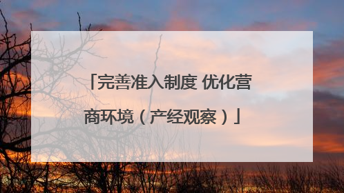 完善准入制度 优化营商环境（产经观察）