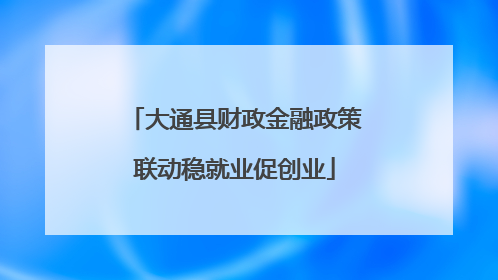 大通县财政金融政策联动稳就业促创业