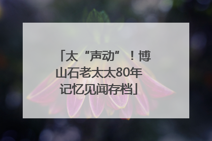 太“声动”！博山石老太太80年记忆见闻存档