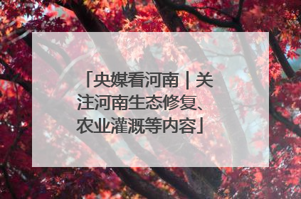 央媒看河南｜关注河南生态修复、农业灌溉等内容