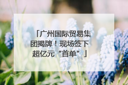 广州国际贸易集团揭牌！现场签下超亿元“首单”