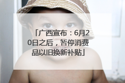 广西宣布：6月20日之后，暂停消费品以旧换新补贴