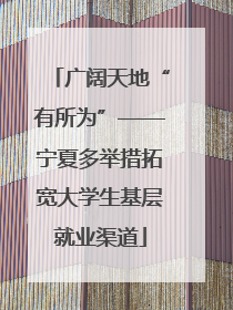广阔天地“有所为”——宁夏多举措拓宽大学生基层就业渠道