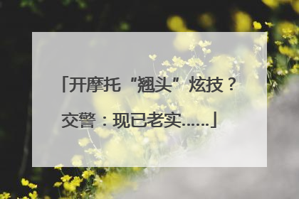 开摩托“翘头”炫技？交警：现已老实……