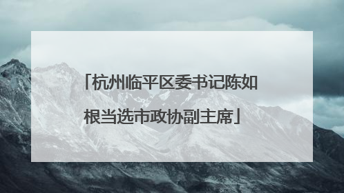 杭州临平区委书记陈如根当选市政协副主席