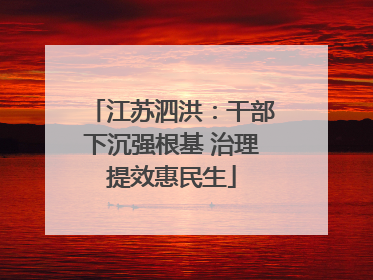 江苏泗洪：干部下沉强根基 治理提效惠民生