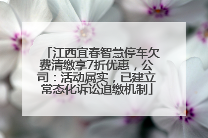 江西宜春智慧停车欠费清缴享7折优惠，公司：活动属实，已建立常态化诉讼追缴机制