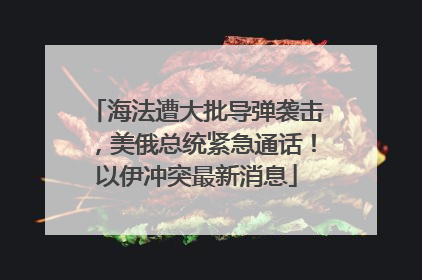 海法遭大批导弹袭击，美俄总统紧急通话！以伊冲突最新消息