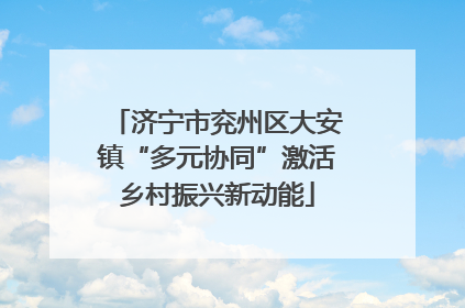 济宁市兖州区大安镇“多元协同”激活乡村振兴新动能