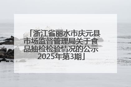 浙江省丽水市庆元县市场监督管理局关于食品抽检检验情况的公示2025年第3期