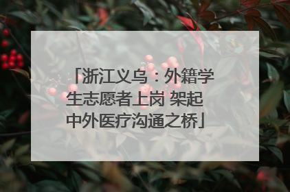 浙江义乌：外籍学生志愿者上岗 架起中外医疗沟通之桥