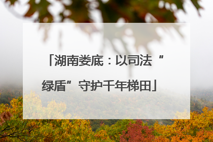 湖南娄底：以司法“绿盾”守护千年梯田