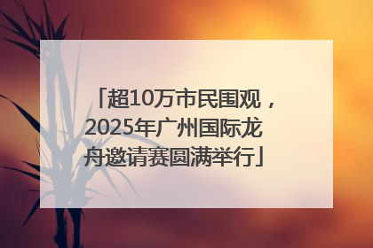 超10万市民围观，2025年广州国际龙舟邀请赛圆满举行