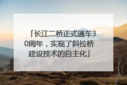 长江二桥正式通车30周年，实现了斜拉桥建设技术的自主化