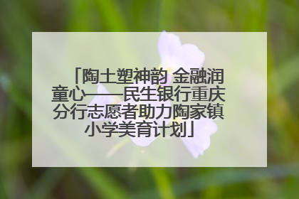 陶土塑神韵 金融润童心——民生银行重庆分行志愿者助力陶家镇小学美育计划