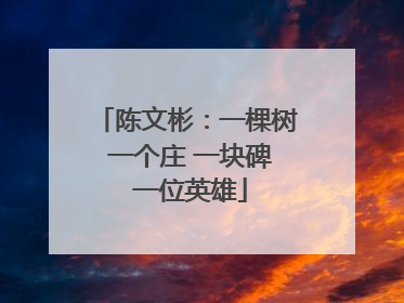 陈文彬：一棵树 一个庄 一块碑 一位英雄