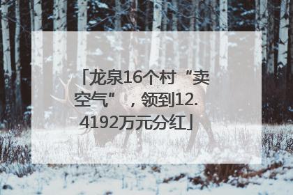 龙泉16个村“卖空气”，领到12.4192万元分红