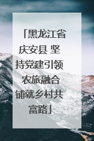 黑龙江省庆安县 坚持党建引领 农旅融合铺就乡村共富路