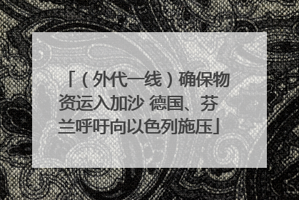 （外代一线）确保物资运入加沙 德国、芬兰呼吁向以色列施压