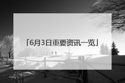 6月3日重要资讯一览